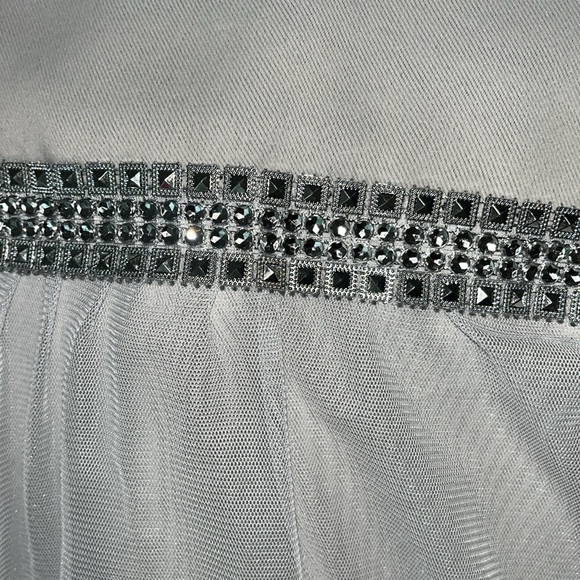 COPY - Christian Siriano Double Layer White Thule and Silver Curtains 2 Panels - Picture 1 of 9